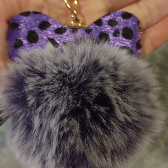 Purple and Gold Keychain with Pom Pom - Picture 4 of 4